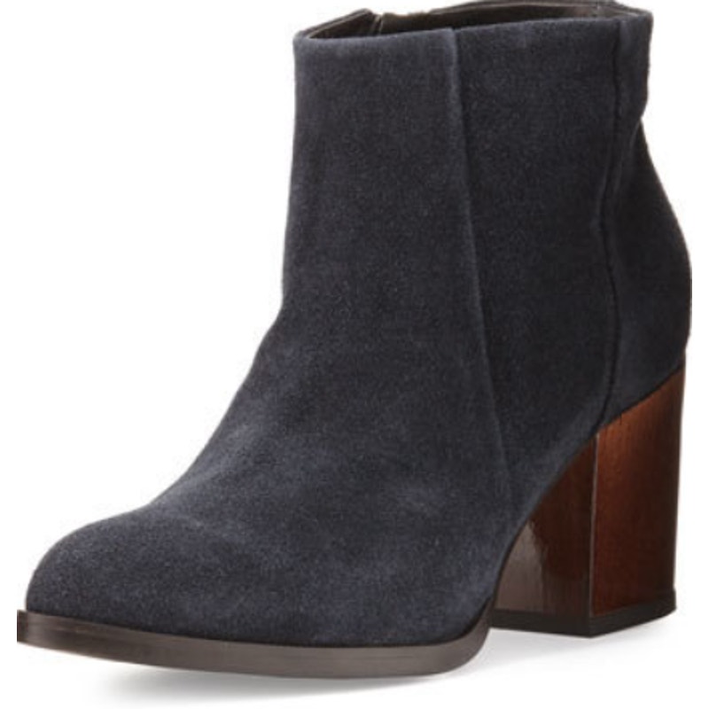 Alberto Fermani Erica Navy Suede Wood Heel Bootie Size Eur 40